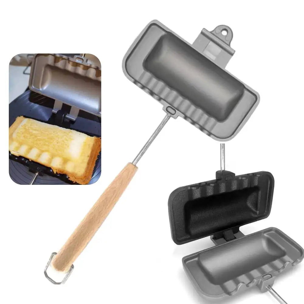 Double-Sided Sandwich Baking Pan Hot Dog Toaster Non-Stick Pan Cheese Maker Portable Home Camp Fry Pan Mini Sandwich Maker Flip