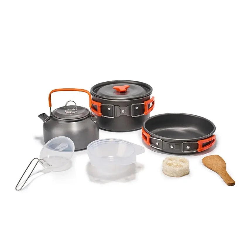 Camping Cookware Set for 1-3 Persons, Lightweight and Portable Pot and Pan with Carrying Bag, Perfect for Outdoor Camping
